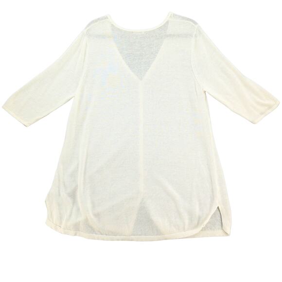 J Jill Large Ivory Linen Blend Cardigan Casual Academia Coastal Workwear - Picture 10 of 13